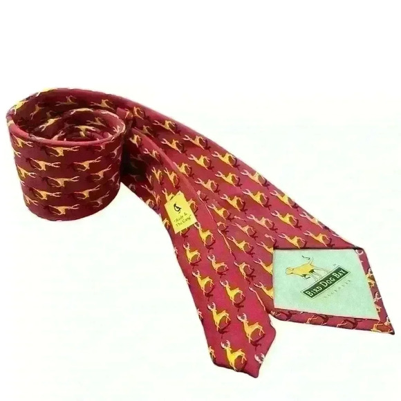 Bird Dog Bay Men’s Silk Tie COMPLETE HARE COVERAGE: TIE – BURGUNDY - Picture 4 of 5